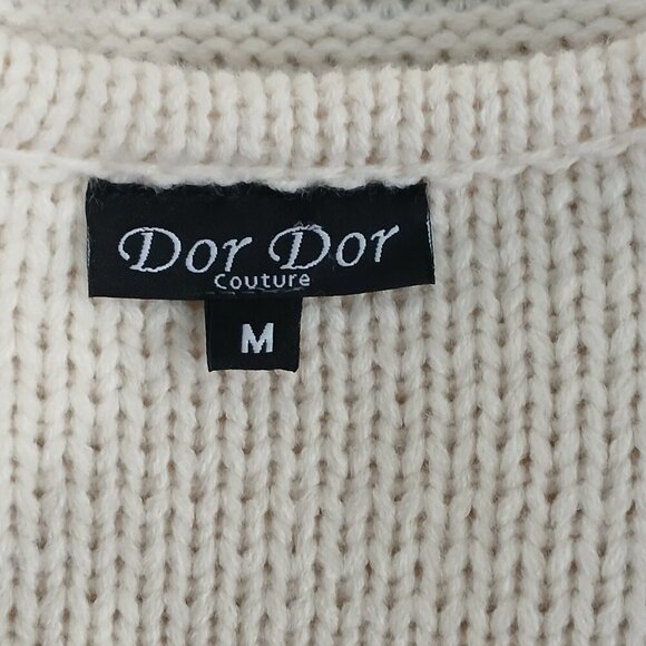 WOMENS DOR DOR COUTURE SHERPA WINTER WHITE SUEDE SWEATER COAT CREAM SIZE M - Picture 7 of 16